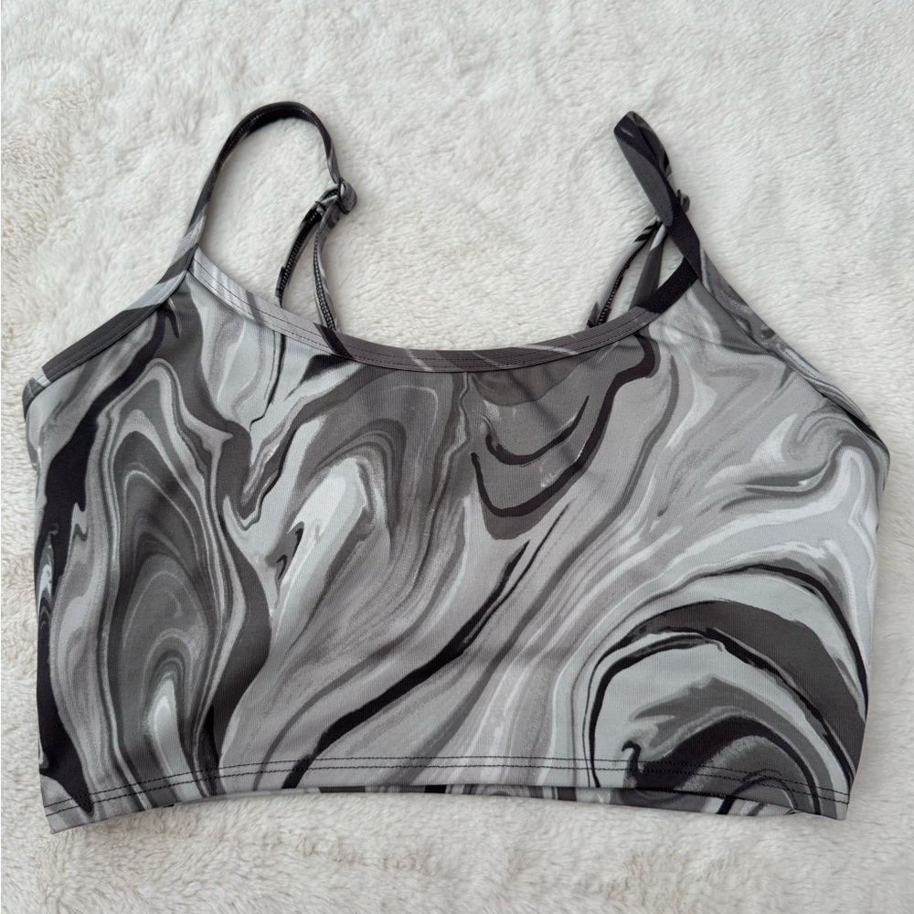 PINK Victoria's Secret Gray and White Crisscross Sports Bra